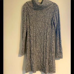 Grey cowl neck thick long sweater